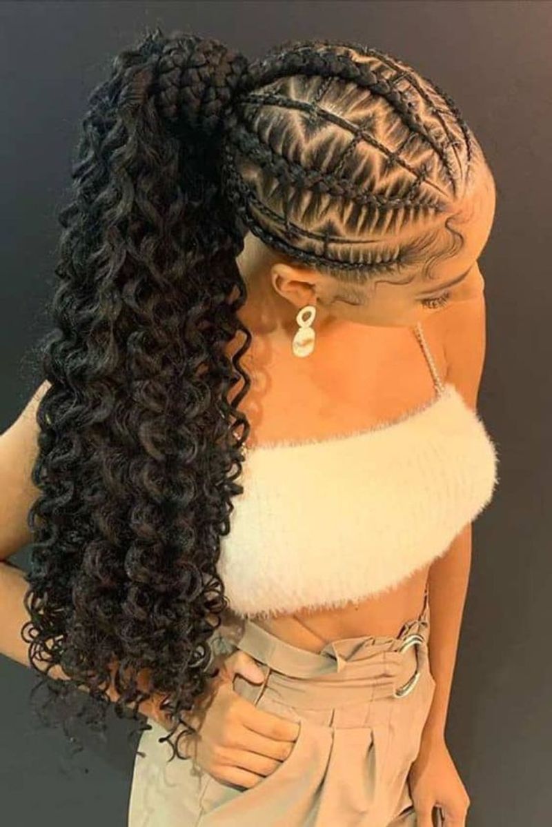 Braided Ponytail with Tight Curls