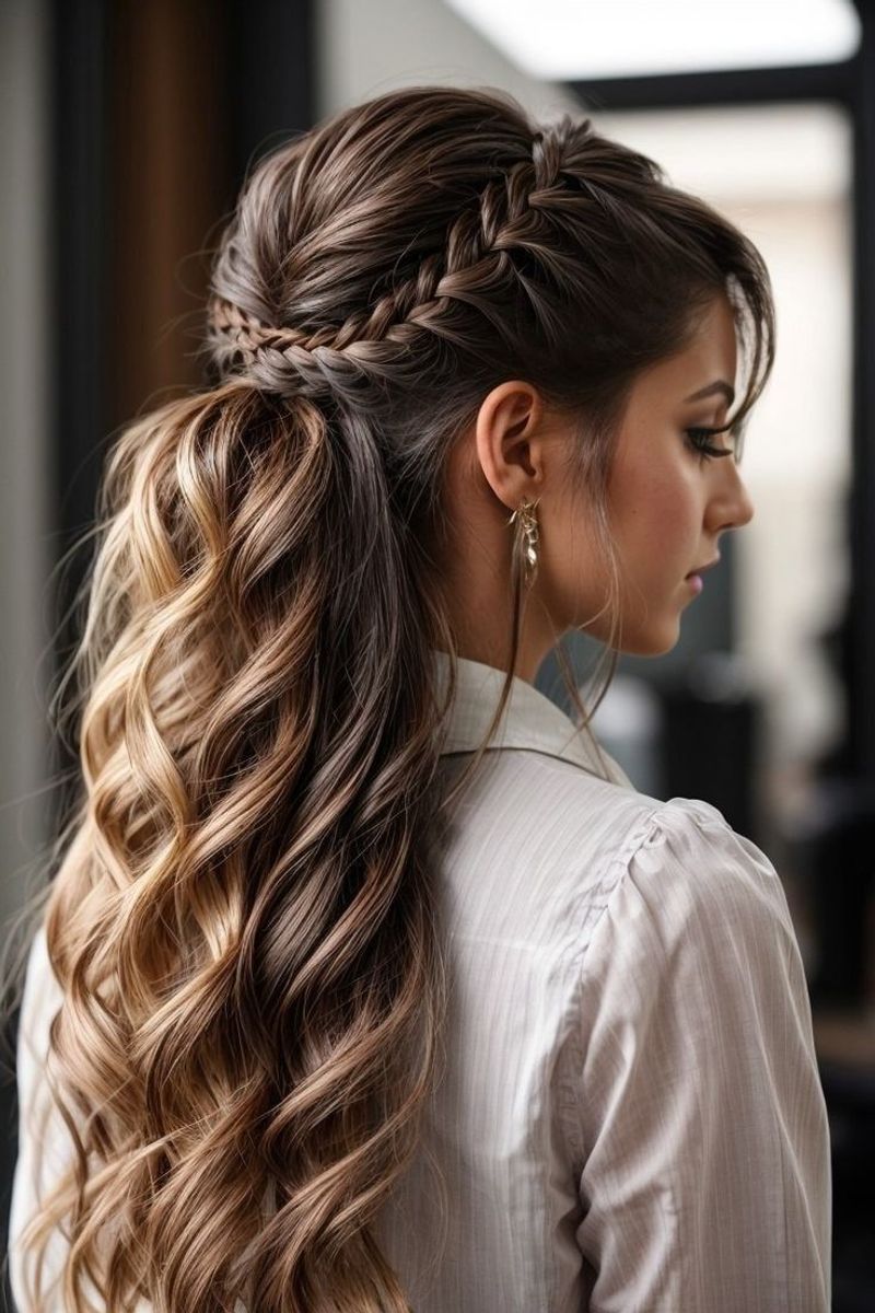 Classic French Braid with Loose Curls