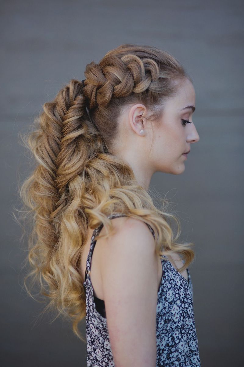 Dutch Braids with Voluminous Curls