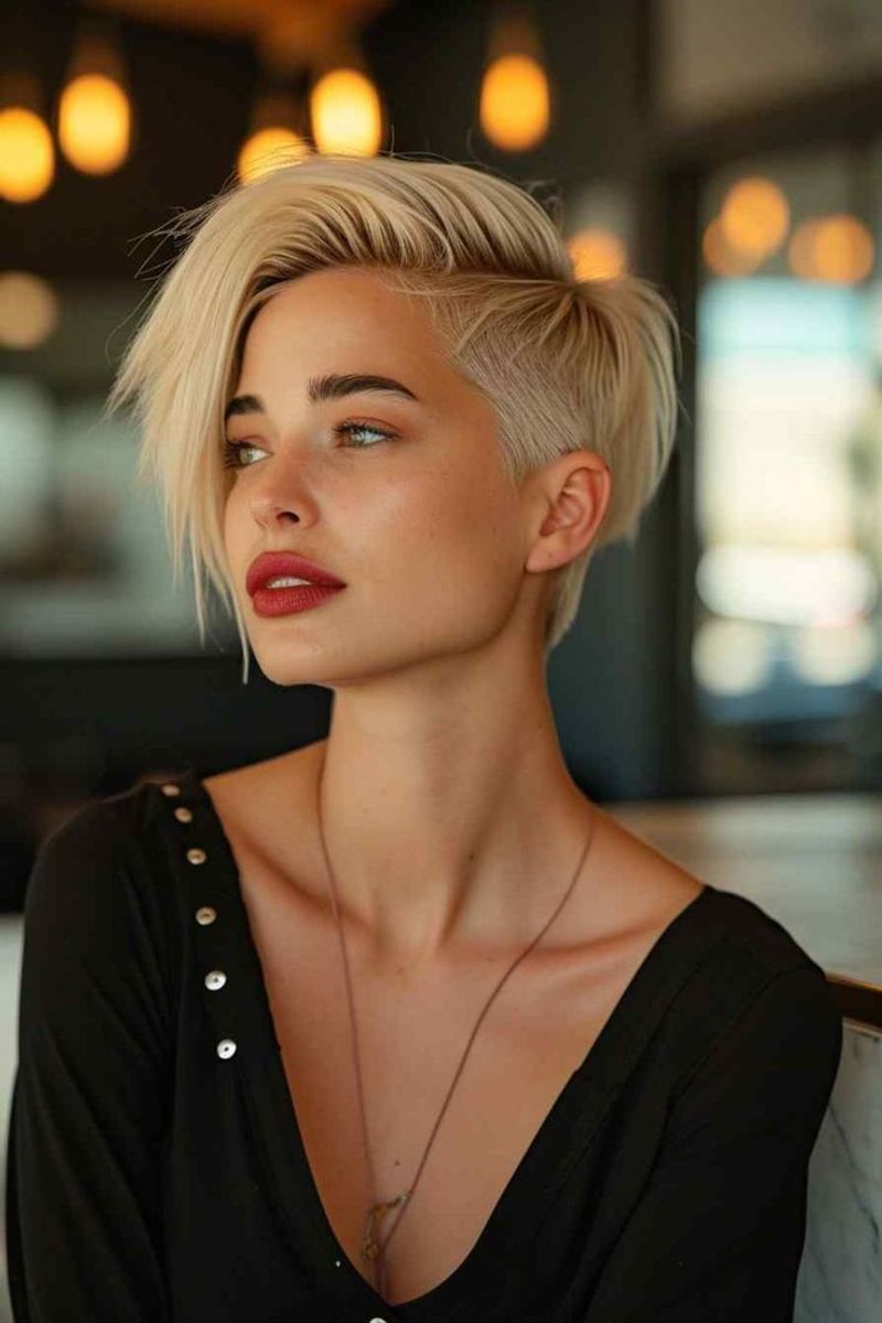 Short Blunt Pixie with Side Part