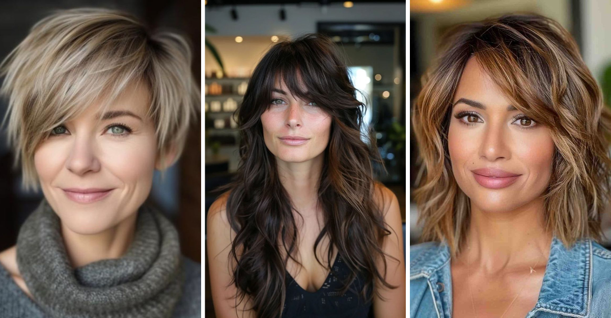 Side-Swept Bangs That Bring a Fresh Feel to Hairstyles for Women in Their Prime