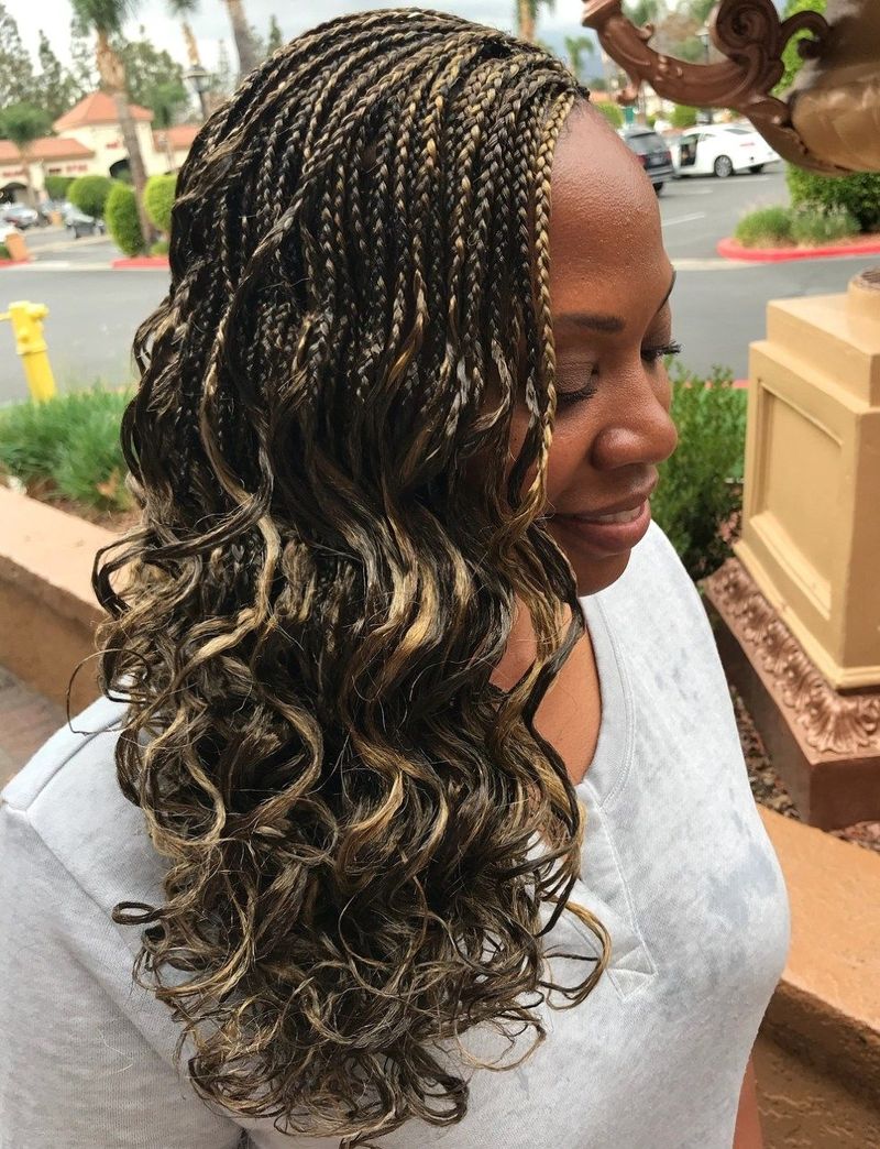 Side Swept Cornrows with Bouncy Curls