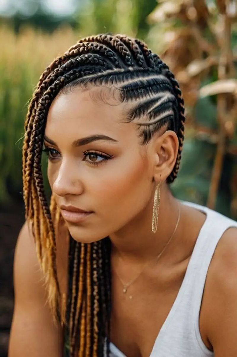 Side-Swept Cornrows