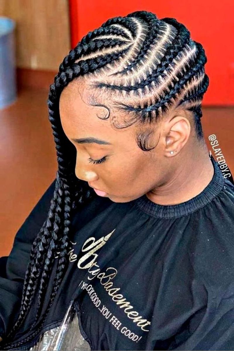 Side-Swept Ghana Braids