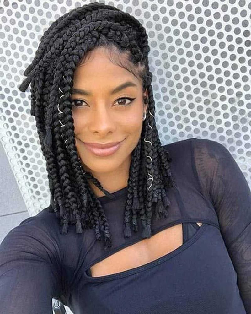 Side-Swept Poetic Justice Braids