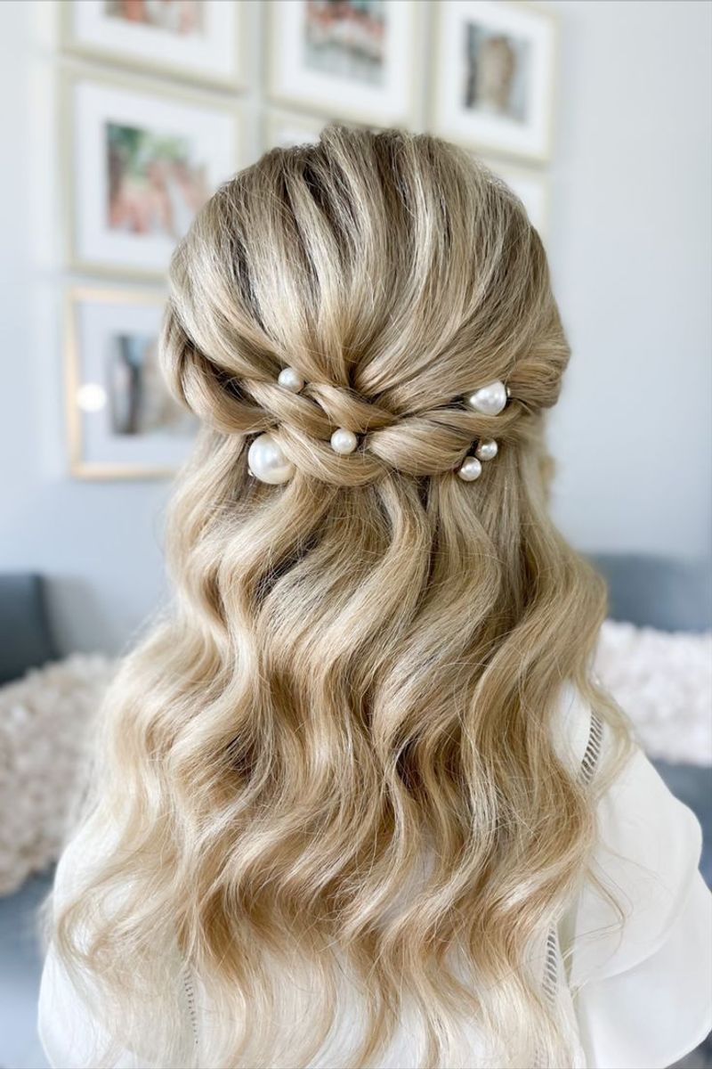 Soft Curly Half Updo