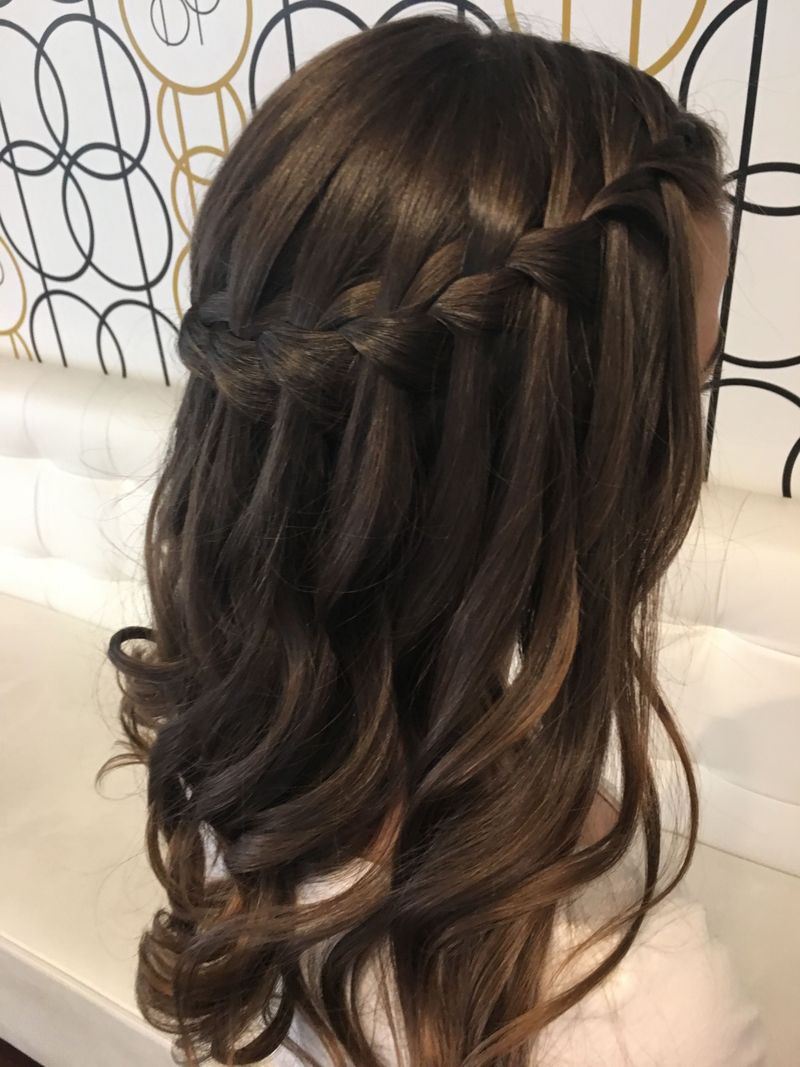 Waterfall Braid with Loose Curls