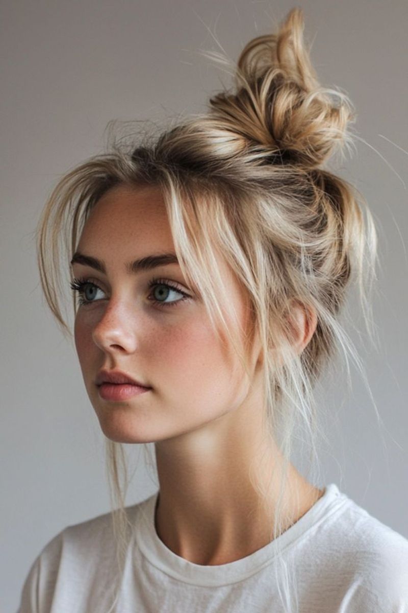 Messy Bun with Choppy Layers