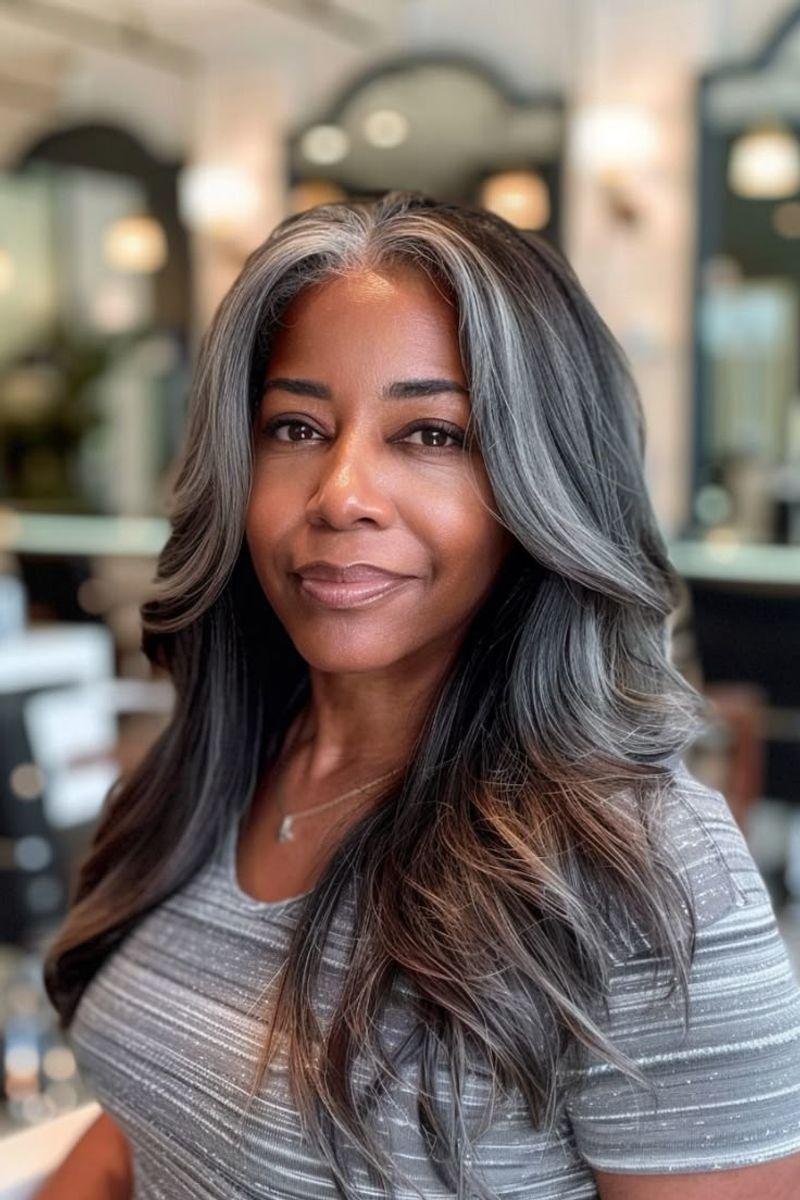 20. Flattering Alternative: Natural Gray with Subtle Highlights