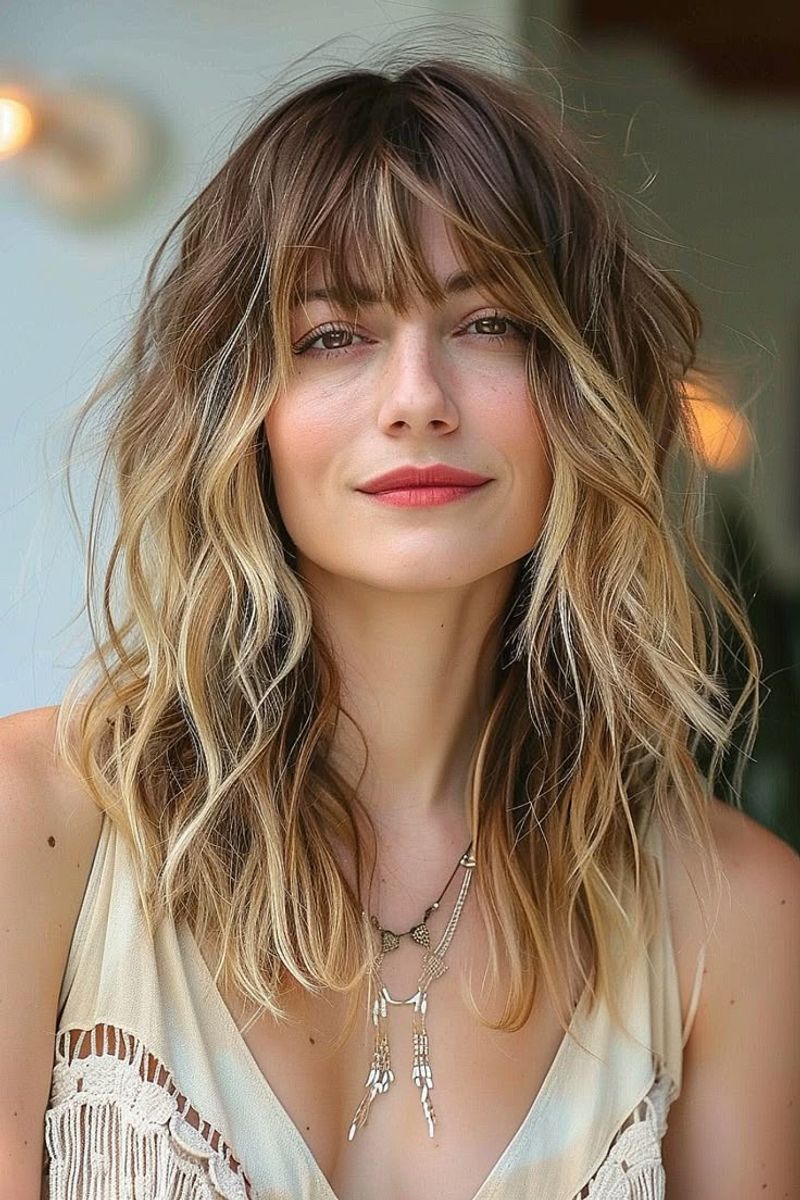 Boho Waves with Fringe Bangs