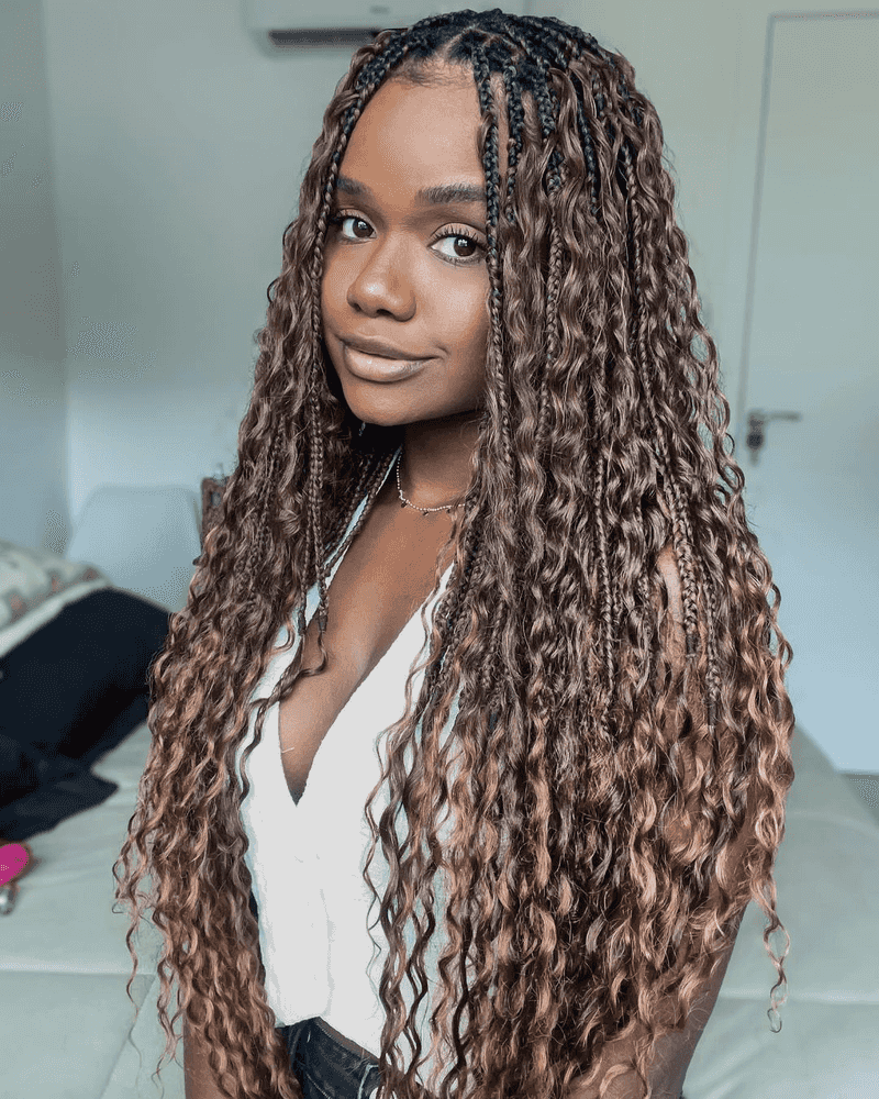 Goddess Braids with Bold Highlights