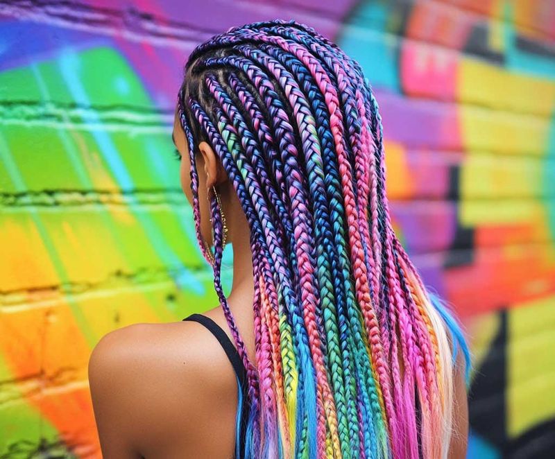 Goddess Braids with Rainbow Ribbons