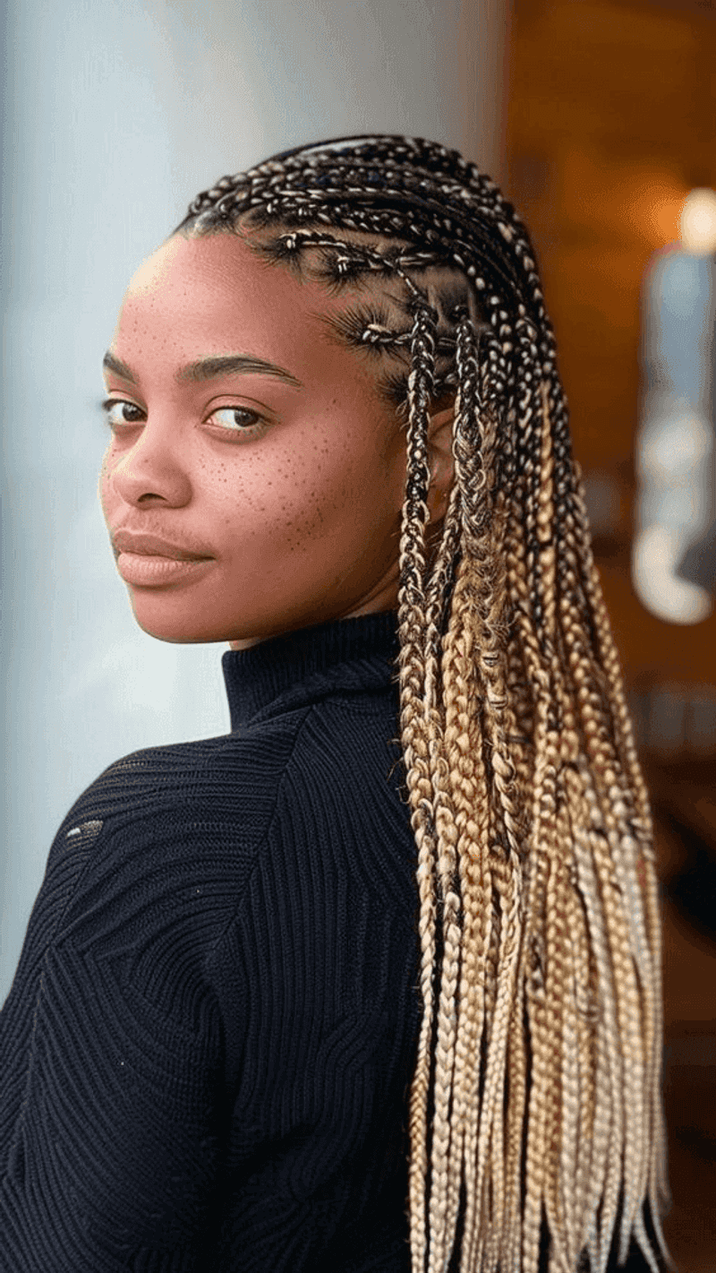 Goddess Braids with Underneath Highlights