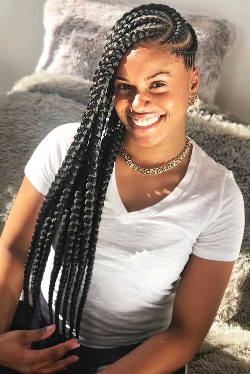 Goddess Braids with a Side Part