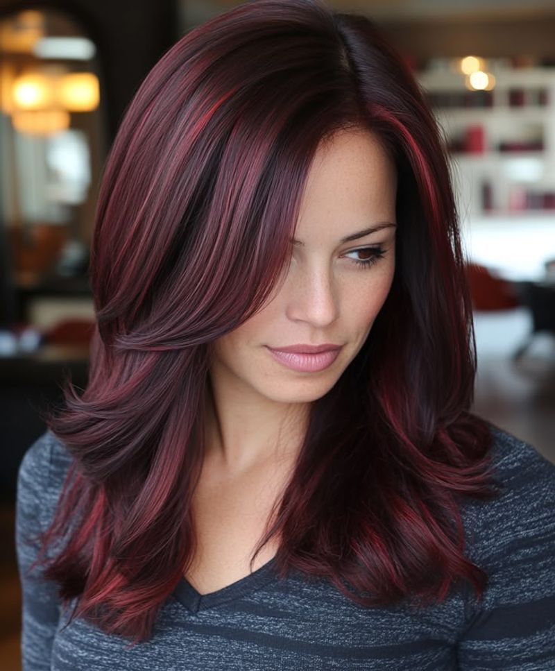 Mahogany Waves with Subtle Reds