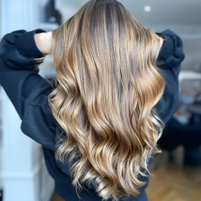 Mocha Waves with Blonde Highlights