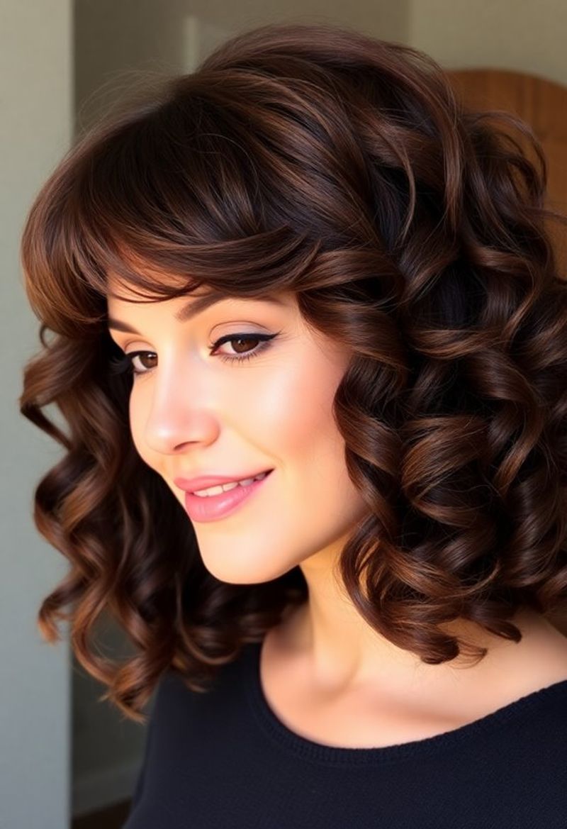 Sculpted Curls with Feathered Bangs