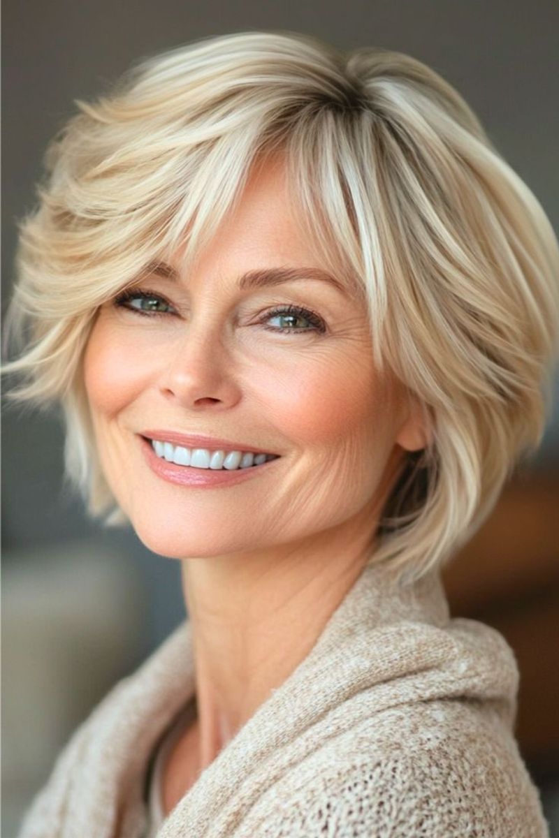 Short Layered Cut with Feathered Bangs