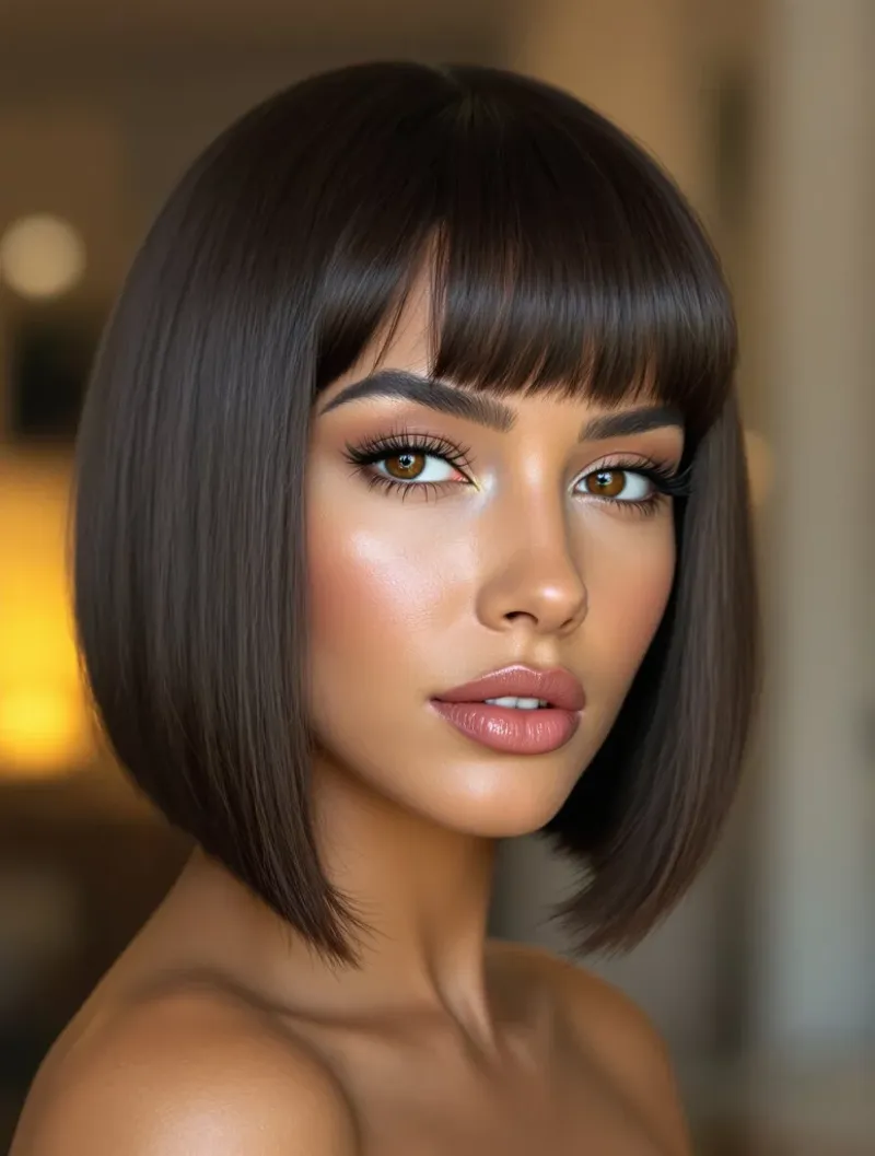 Sleek Bob with Blunt Bangs