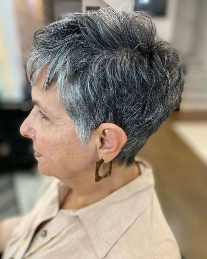 Sophisticated Salt-and-Pepper Pixie