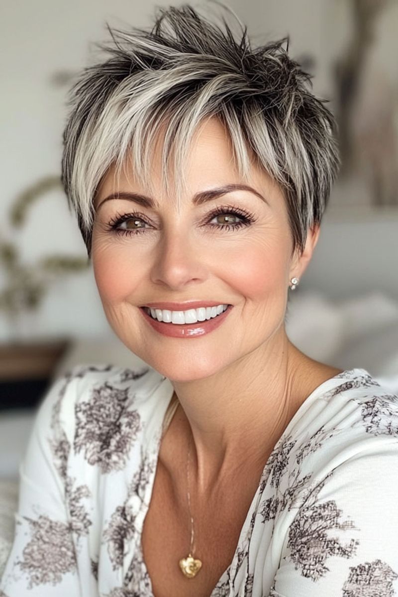 Spiky Pixie with Highlights