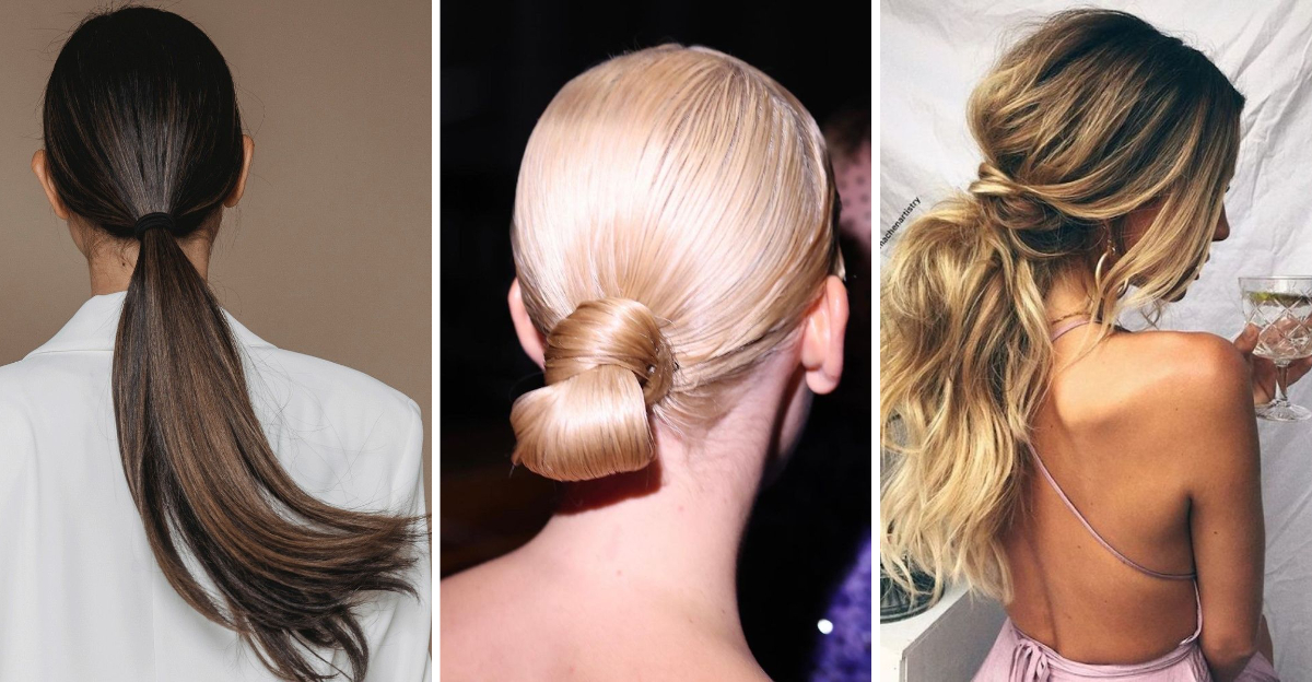 17 Laminated Ponytails and Buns Delivering Mirror Shine to 2025 Updos