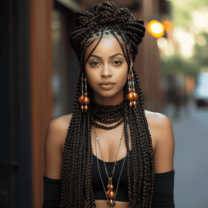 Avant-Garde Beaded Micro Braids