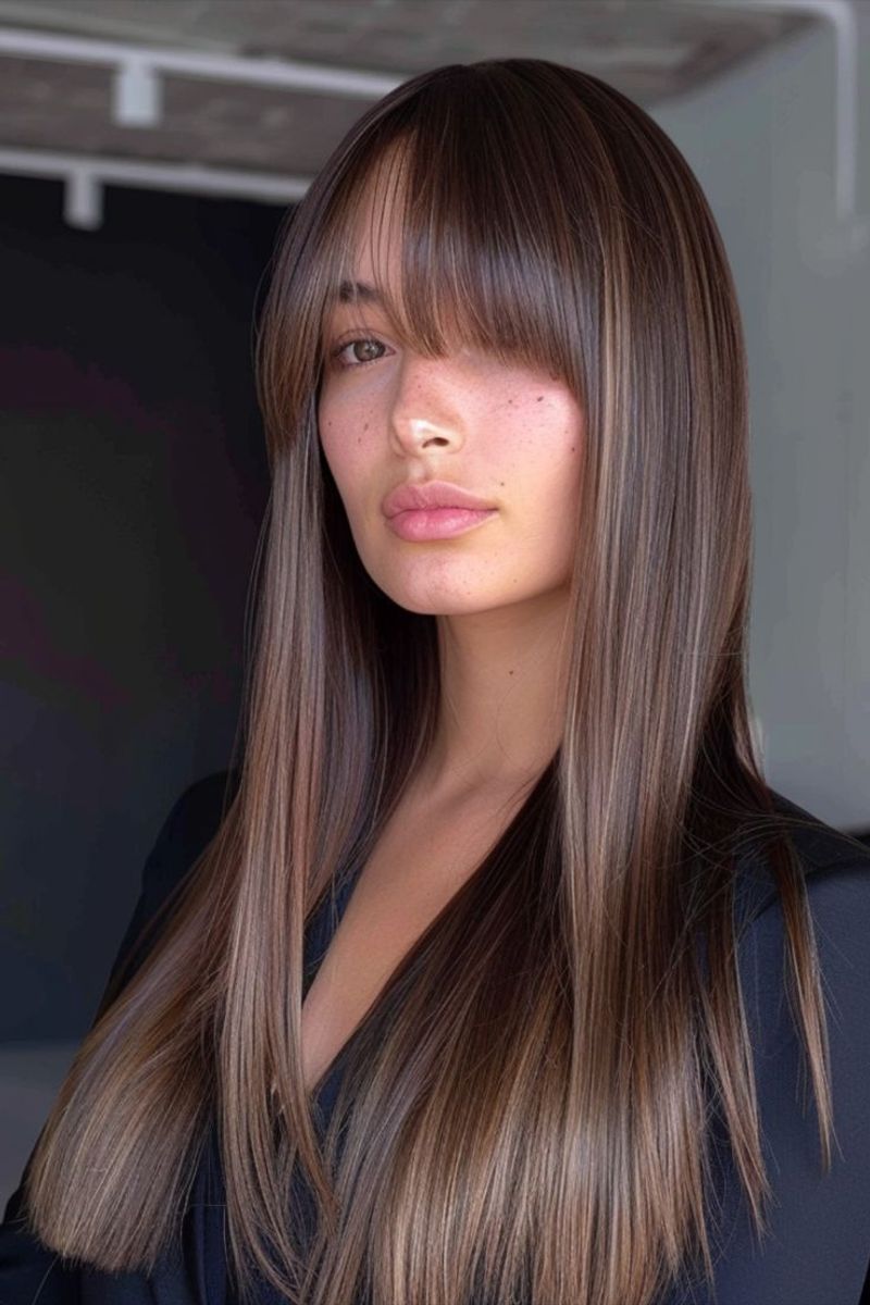 Blunt Bangs with Long Hair