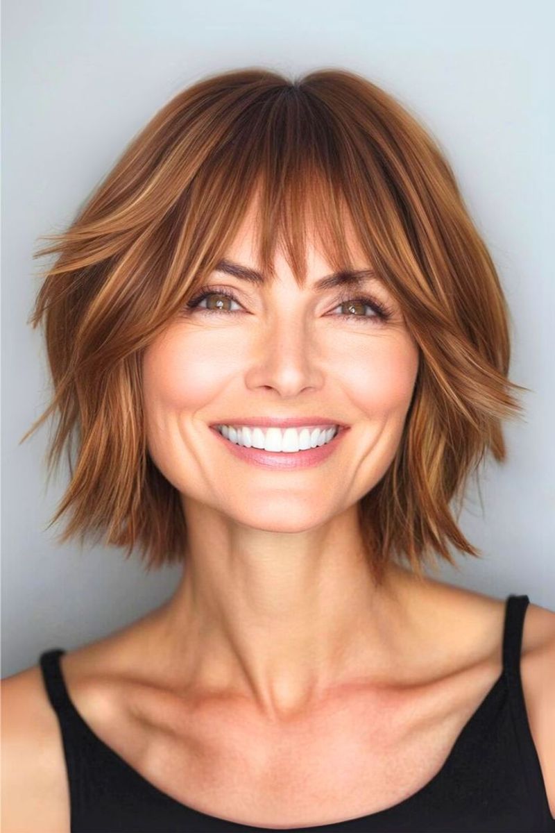 Blunt Bob with Feathered Ends