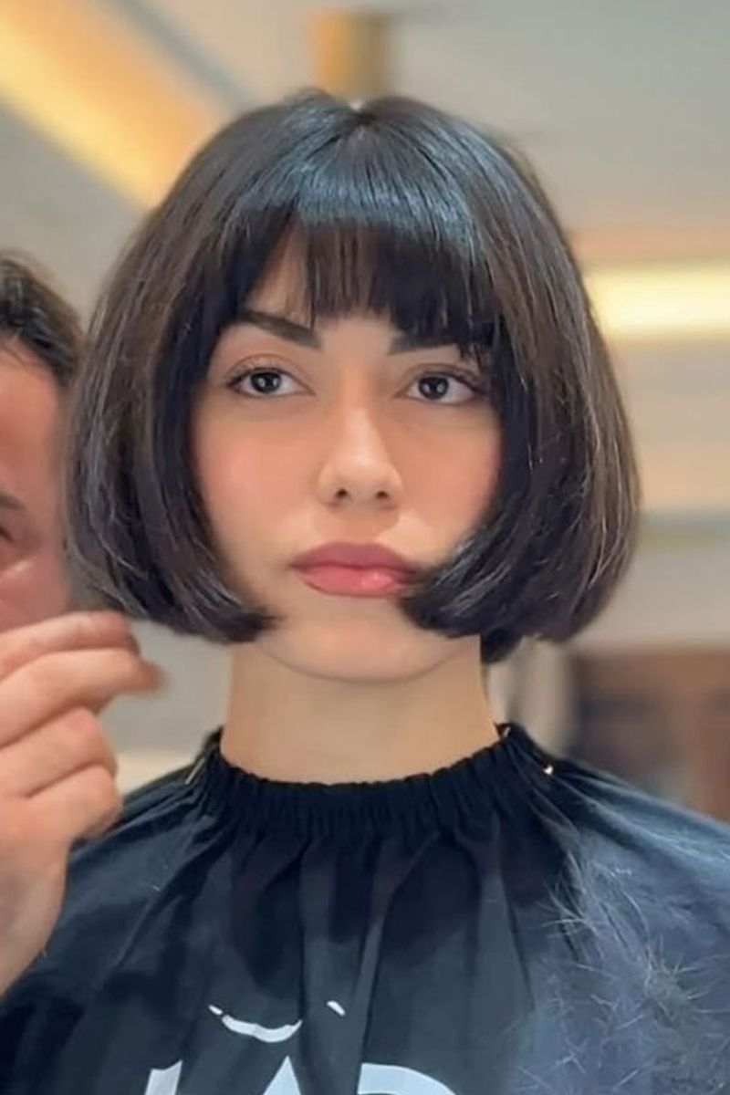 Curved Bangs Bob