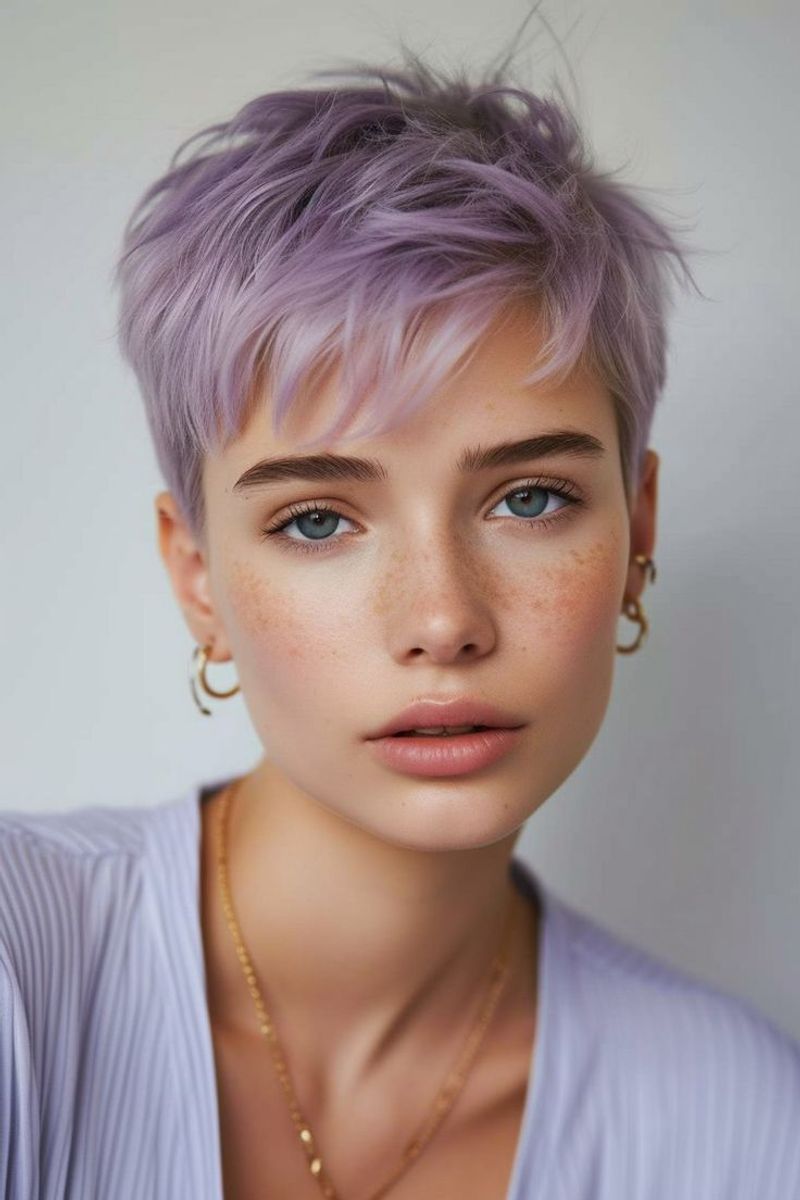 Lilac Sleek Side-Swept Pixie