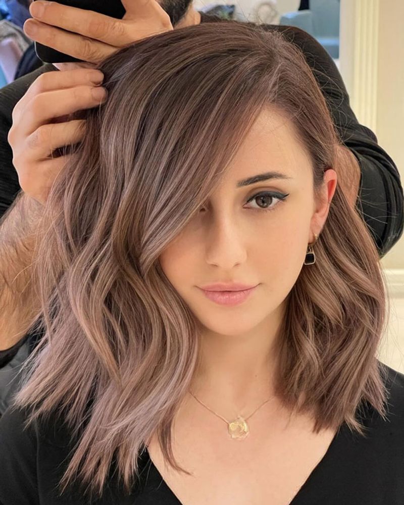 Textured Side Part for Wavy Hair