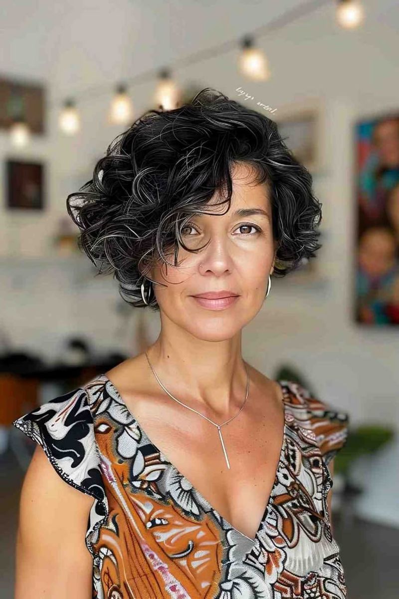 Curly Asymmetrical Bob