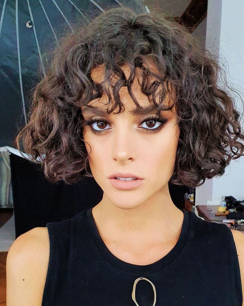 Curly Bob with Bangs