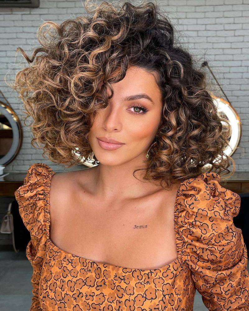 Curly Bob with Highlights