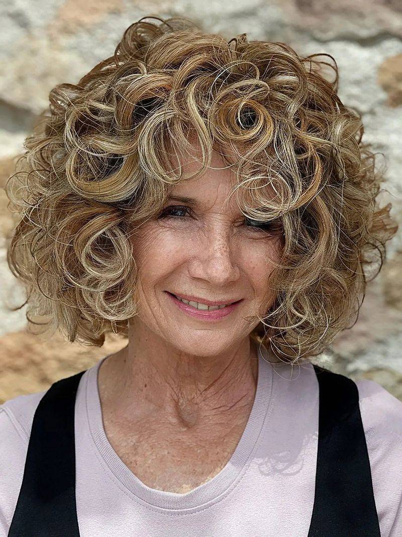 Curly Bob with Highlights