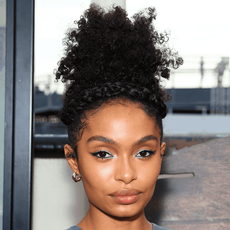 Curly Bun with Braided Headband