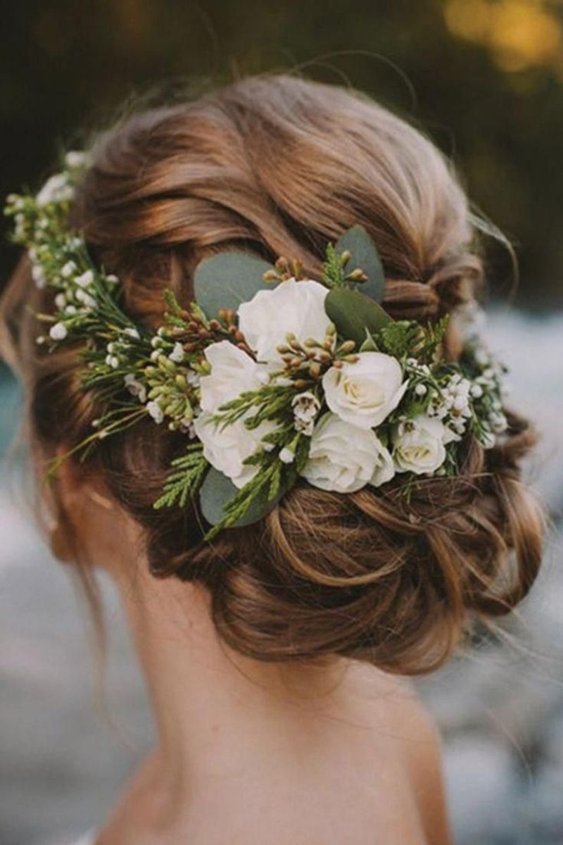 Curly Bun with Flower Crown