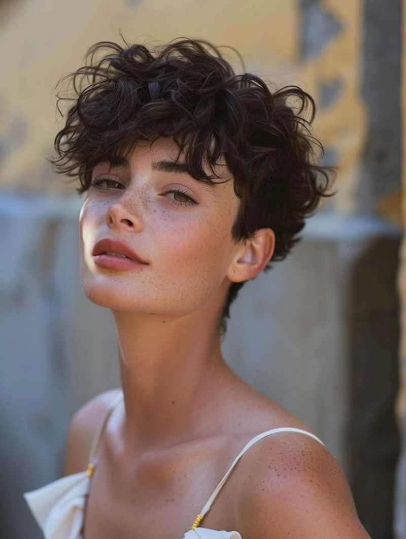 Curly Pixie with Light Bangs