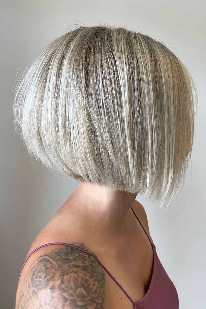 Sleek Bob with Platinum Streaks