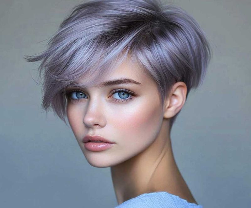 Soft Lilac Pixie with Side Fringe