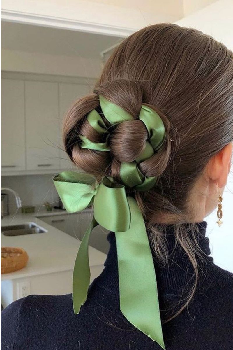 Elegant Bun with Ribbon Accent