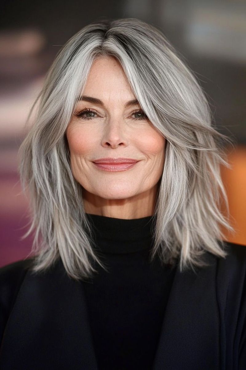 Gray Shoulder-Length Layers