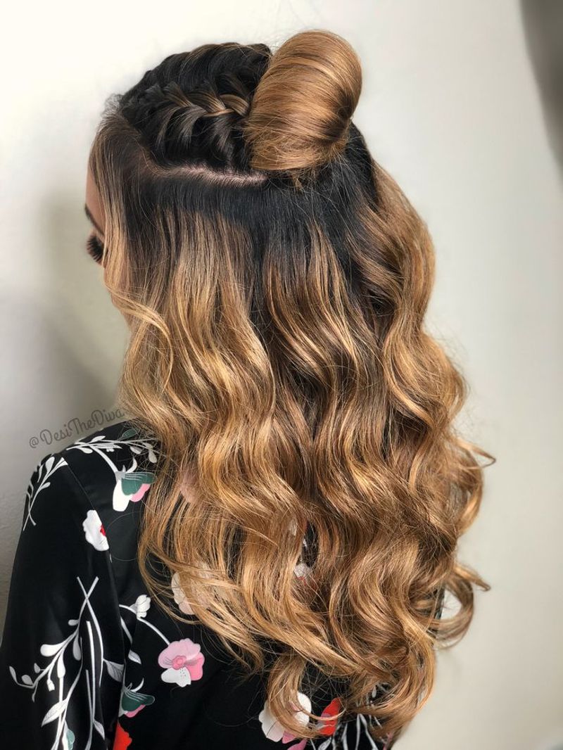 Half-Up Wavy Top Knot