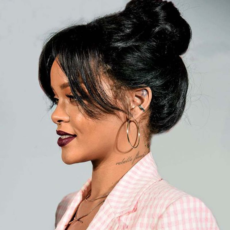 Messy Bun with Bangs