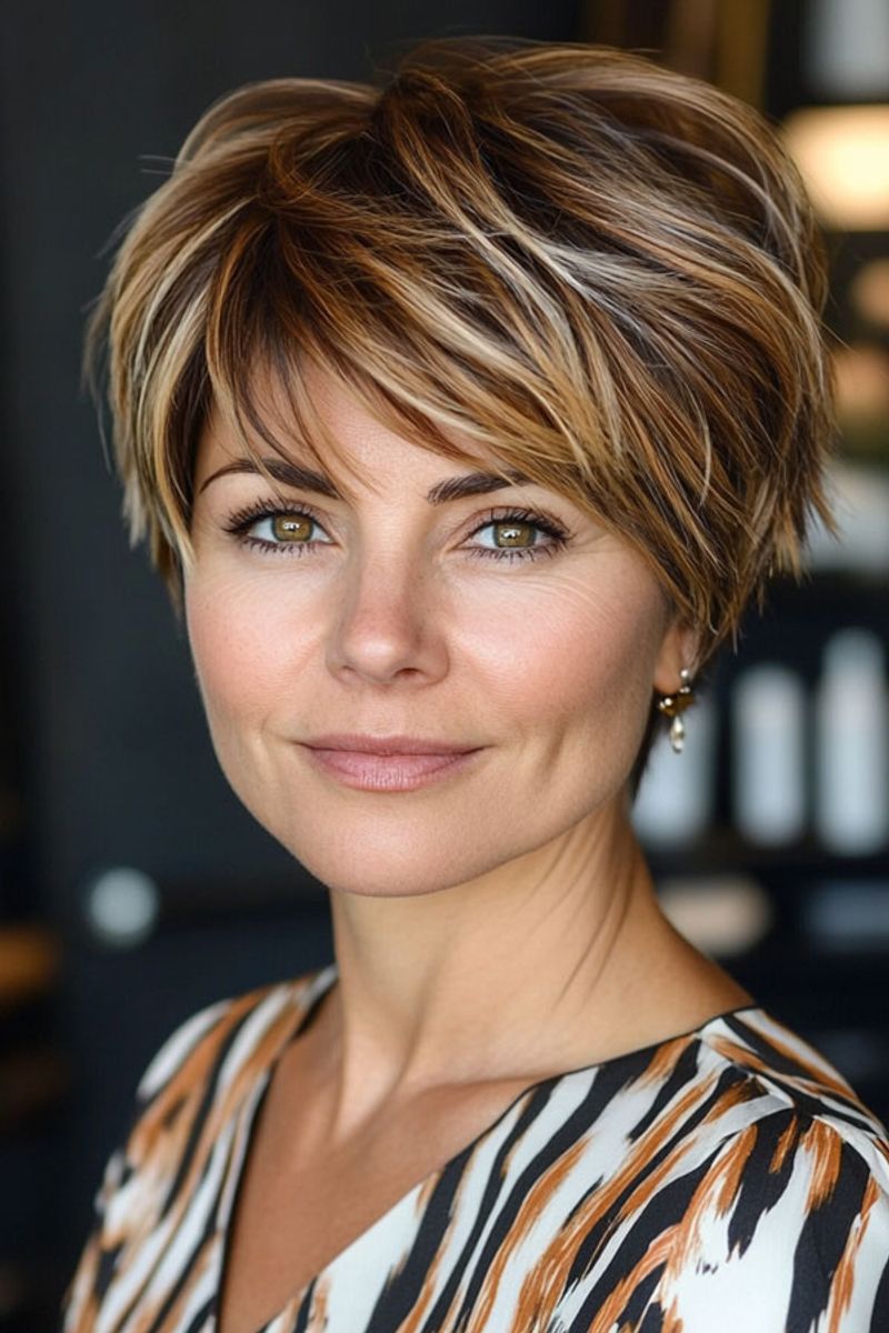 Layered Pixie with Highlights
