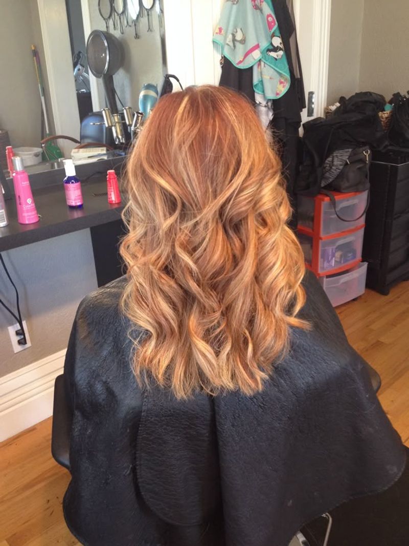 Soft Waves with Strawberry Blonde Highlights