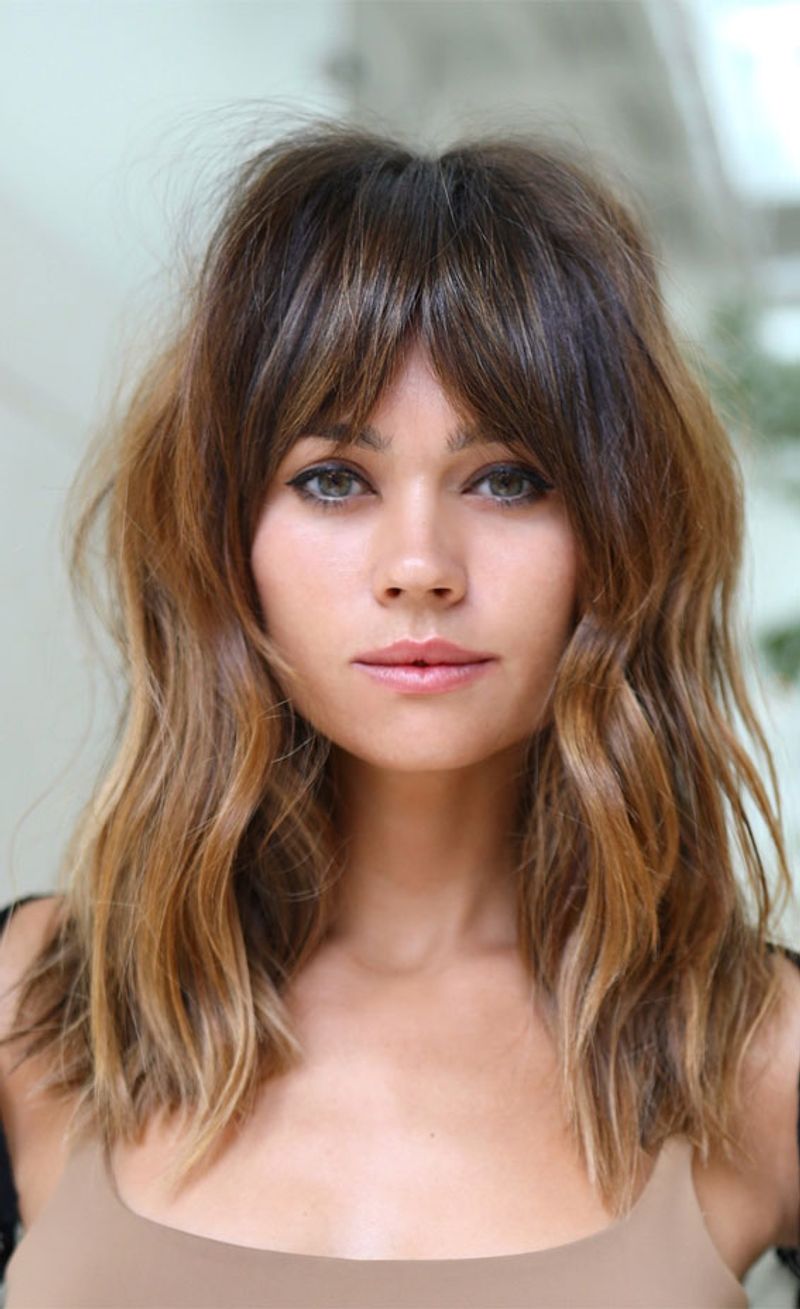 Wavy Lob with Curtain Bangs