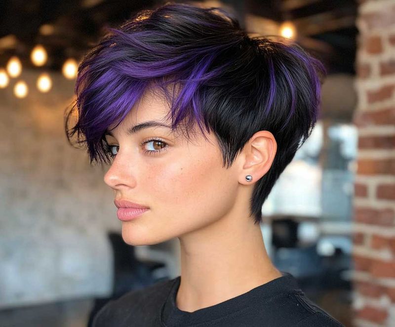 Edgy Lilac Asymmetrical Pixie