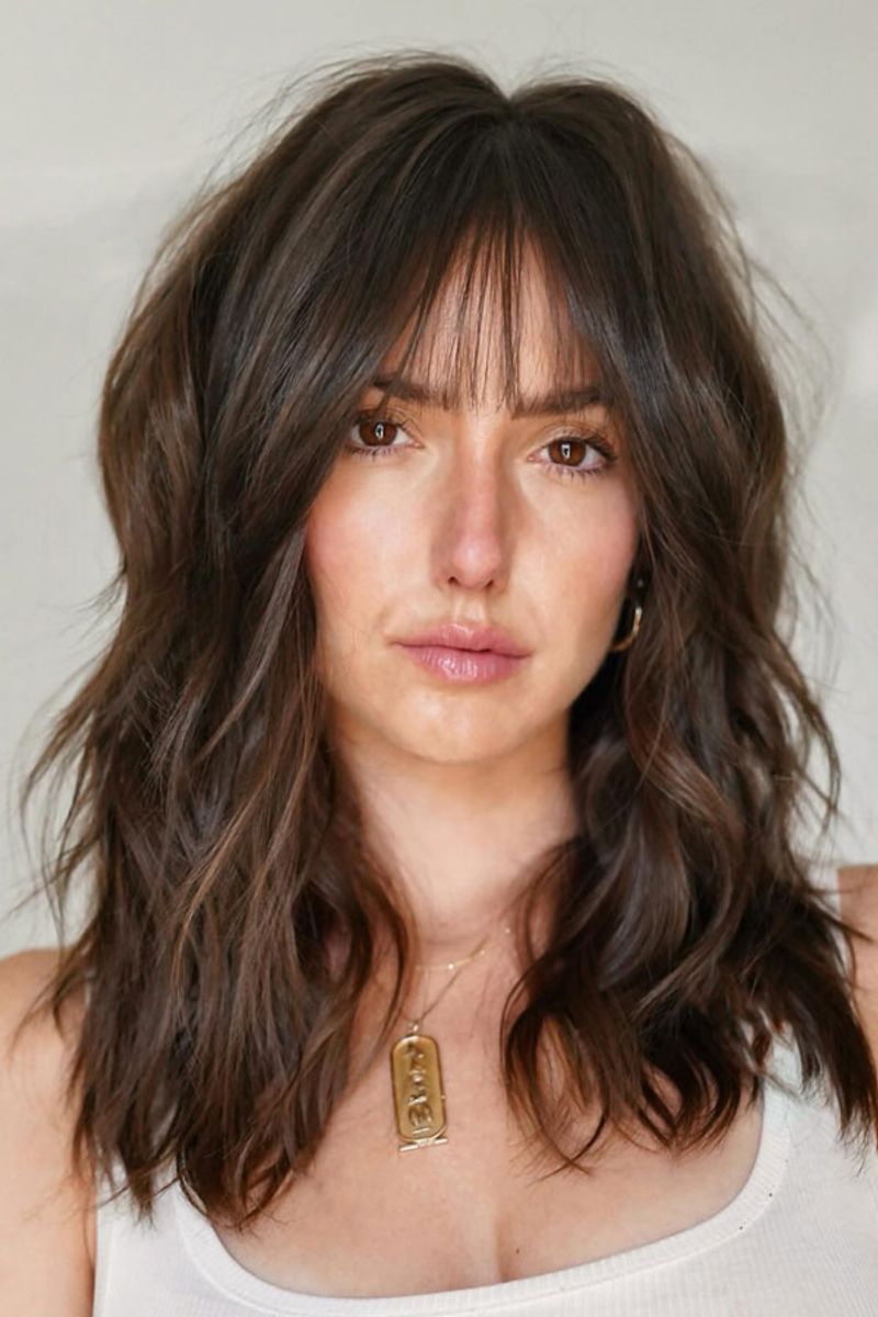 Shoulder-Length Shag with Bangs